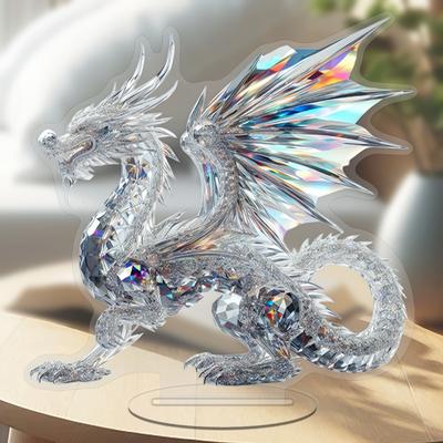 Bohemian Style Crystal Dragon 2D Acrylic Ornament for Office and Home Decoration