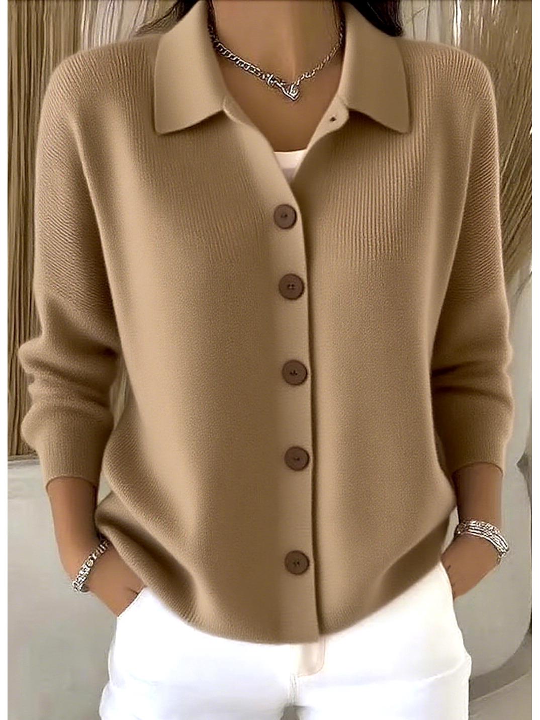 

Жіночий однотонний в язаний кардиган 2025: Європейська та американська осінньо-зимова мода XXL хакі