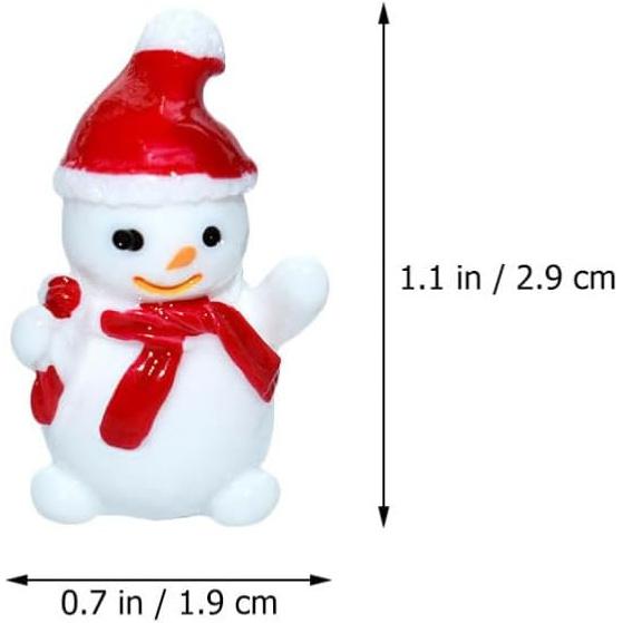 50pcs Mini Snowman Figurines Decoration,Christmas Tiny Resin Snowman Ornament with Hat for Christmas Micro Landscape Ornament