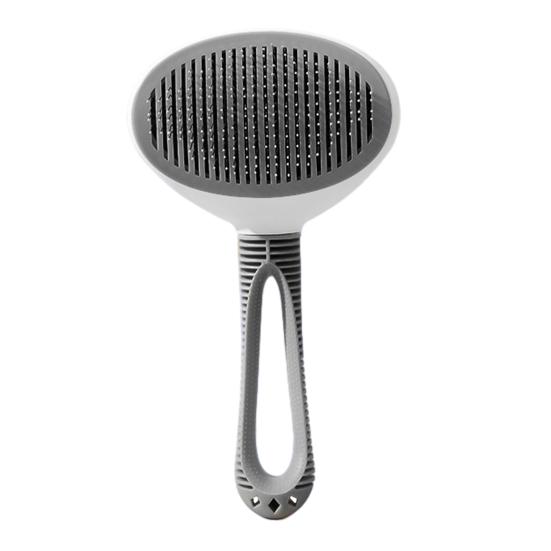 

Самоочищающаяся расческа для ухода за кошками с зубьями из нержавеющей стали, расческа для распутывания шерсти собак с нескользящей ручкой, щетка для вычесывания подшерстка для домашних животных с длинной и короткой шерстью серый