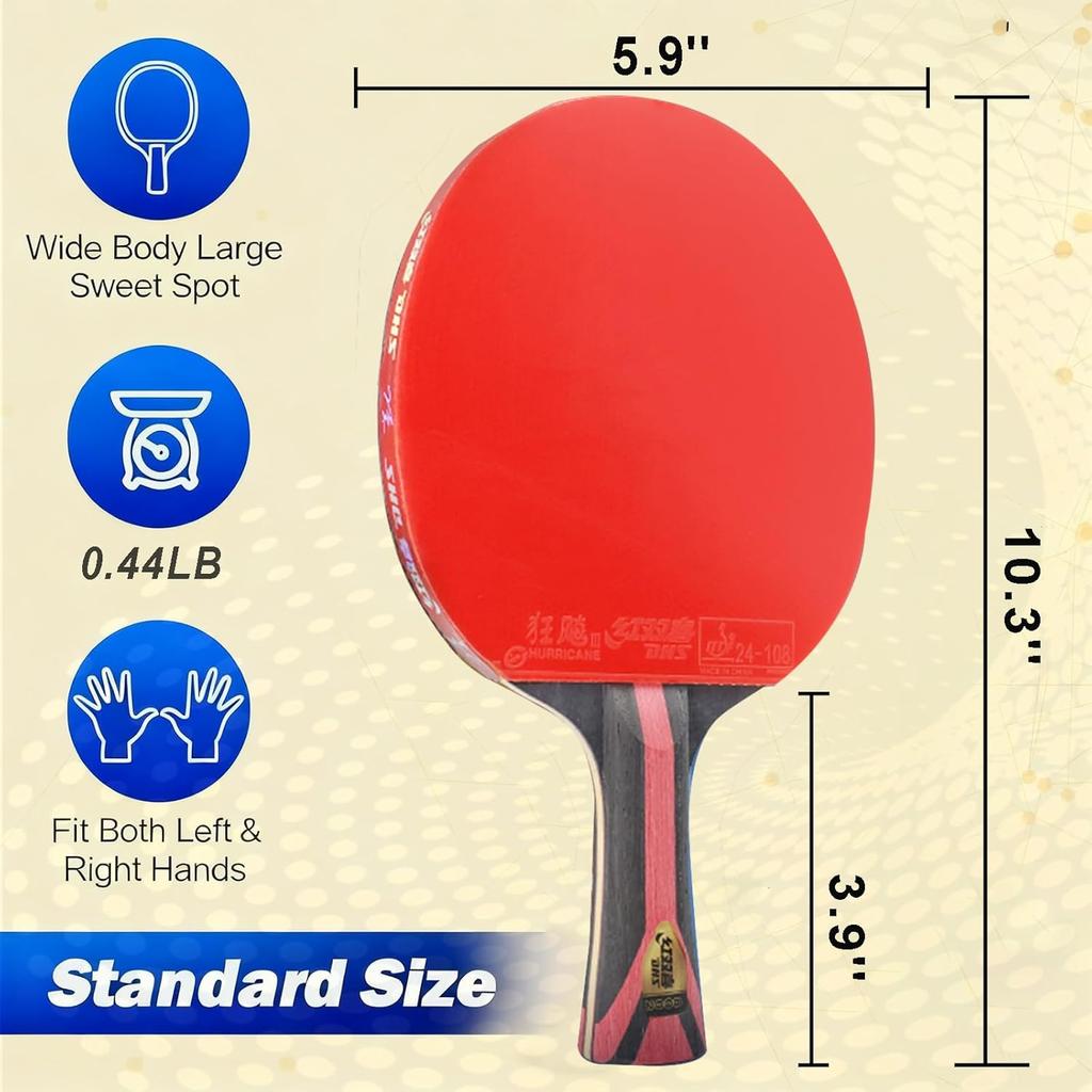 Double Professional Level Wood Ping Pong Paddles ITTF Approved Anti-Spin Rubber Advanced Control Speed Racket Offensive