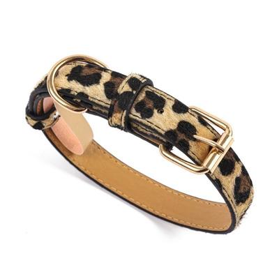 Fashionable Leopard Print Dog Collar Pet Walking PU Leather Leopard Dog Collar Wear Resistant Pet Collar Small Medium Dogs
