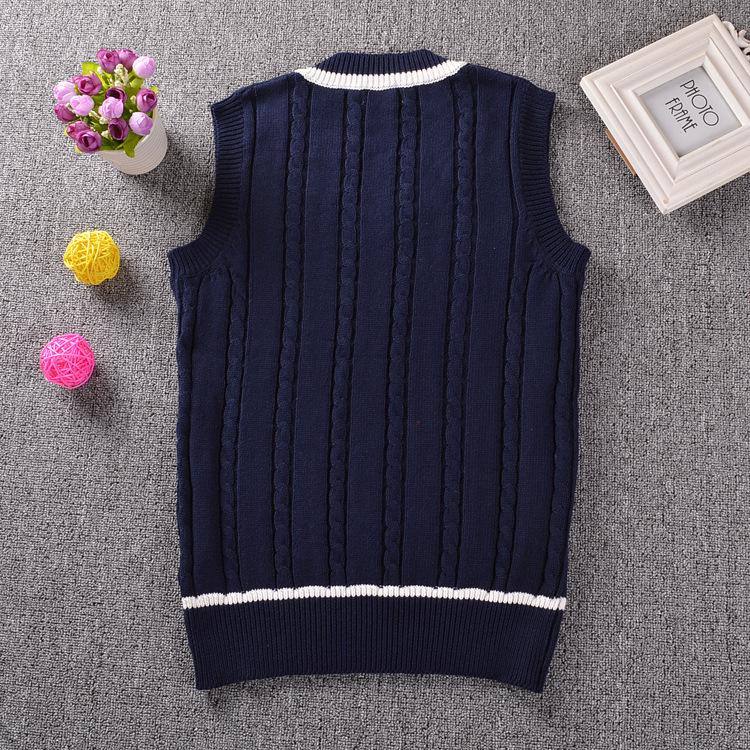 British Style V-Neck Uniform Sweater Vest Girls and Boys Japanese Student Navy Sleeveless Vest Sweater
