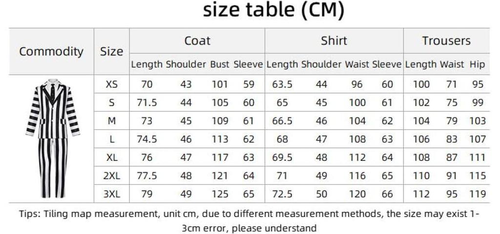 [qiqicos] Beetlejuice Striped Suit Cosplay Costume for Men, Women, Kids, Cosplay Clothes, Anime Costume, Event, Party, Disguise, Halloween, School