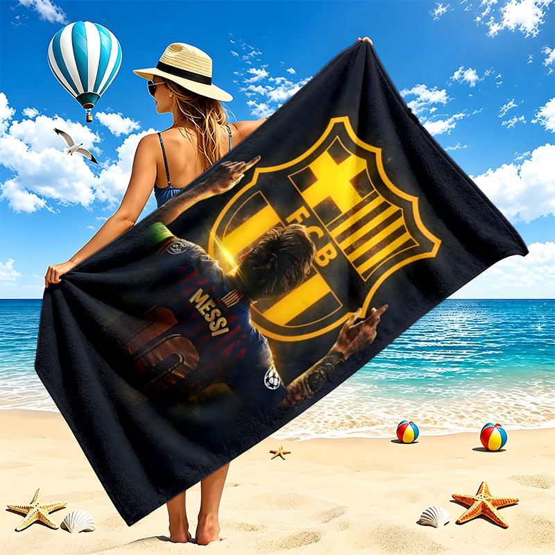 Asciugamano da Spiaggia FC Barcelona Asciugatura Rapida Morbido Microfibra Resistente alla Sabbia Oversize Telo da Bagno Cabana per Piscina Viaggio Regalo