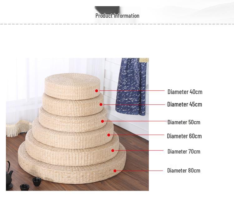 Round Woven Straw Zen Meditation Cushion Tatami Seat or Kneeling Tea Ceremony Cushion
