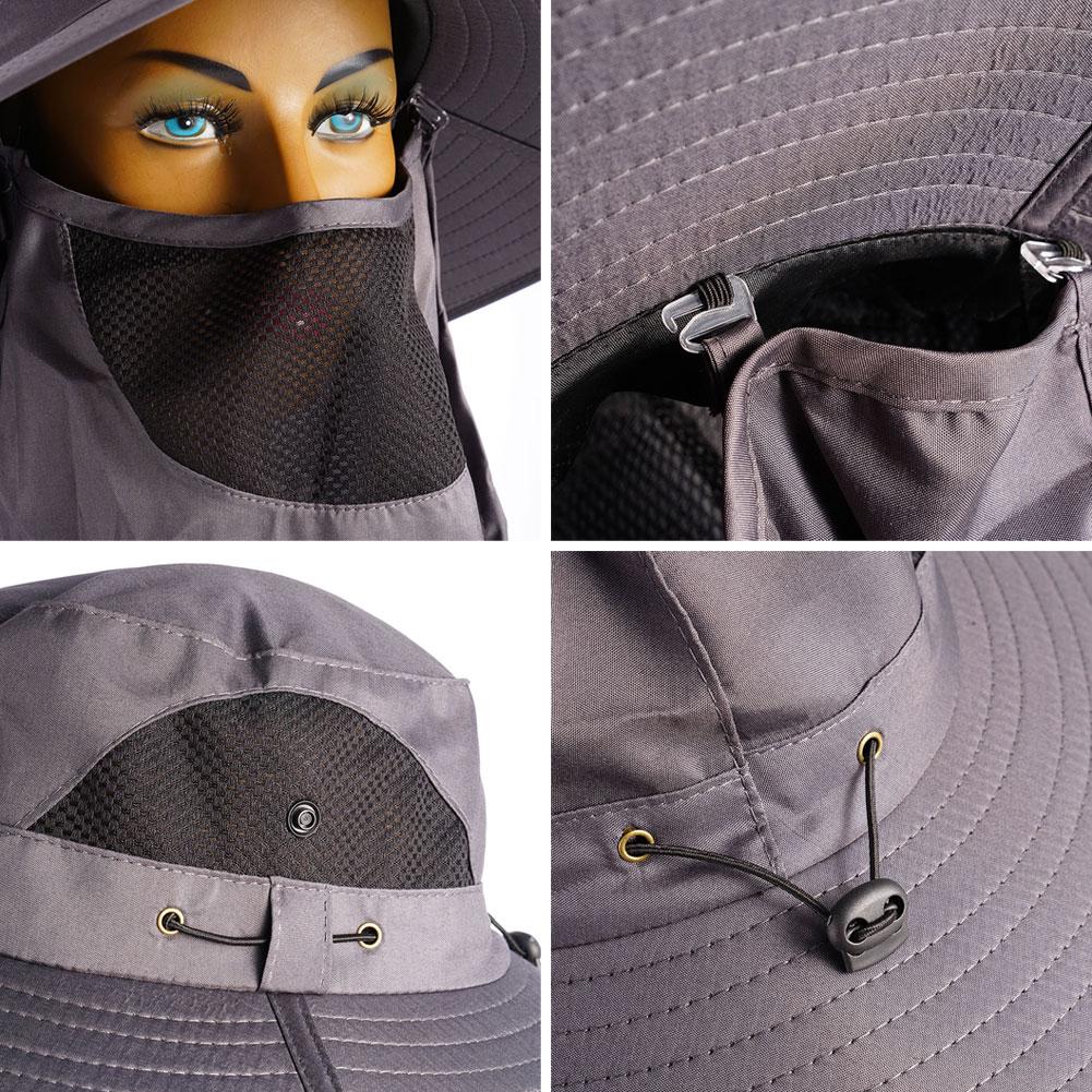 Summer Fishing Cap Breathable Anti-UV Face Cover Neck Protection Beach Cap Adjustable Detachable Sunscreen Hiking Visor Hat