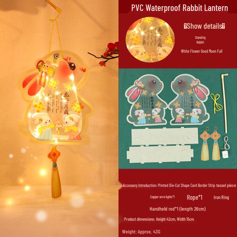 DIY Mid-Autumn Festival Glowing Lantern Kits for Kids - Ancient Style with Rabbit & Flower Designs