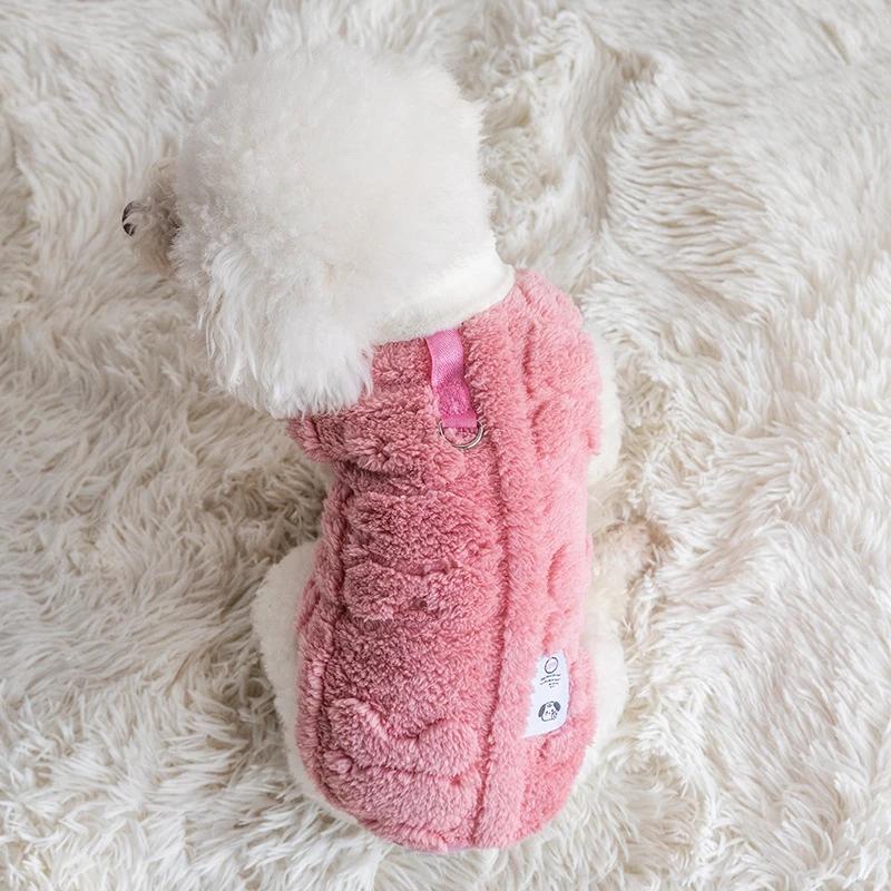 Coral Fleece Dog Clothes Soft Plush Dog Sweater Winter Warm Puppy Kitten Pullover Pet Clothes for Small Dogs Chihuahua Bulldog