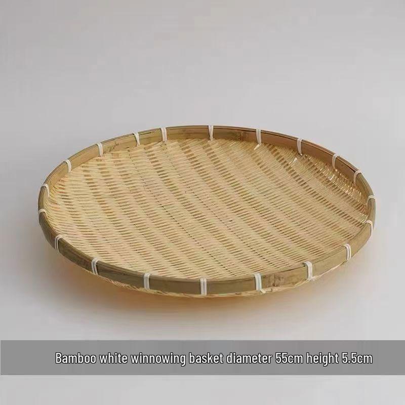 Handmade Bamboo Weaving Tray: Round, No Holes, Ideal for Drying and Storage of Vegetables and More