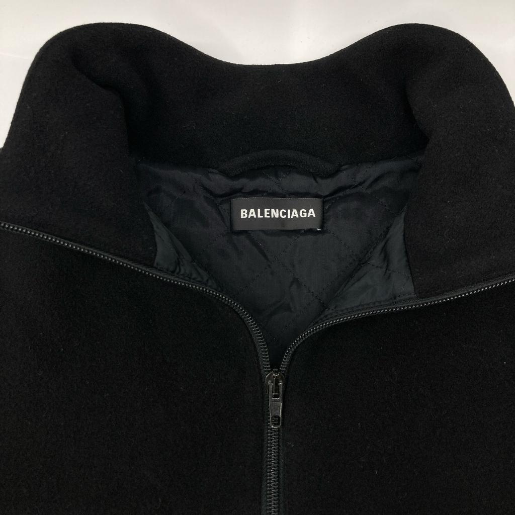 BALENCIAGA 534315 18AW Black TRACK SUIT JACKET Logo Embroidered Fleece Jacket Jacket 46 blackUsed