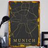 Munich Germany City Map Metal Wall Art Vintage Home Decor Living Room Study Modern Minimalist Hanging Decoration