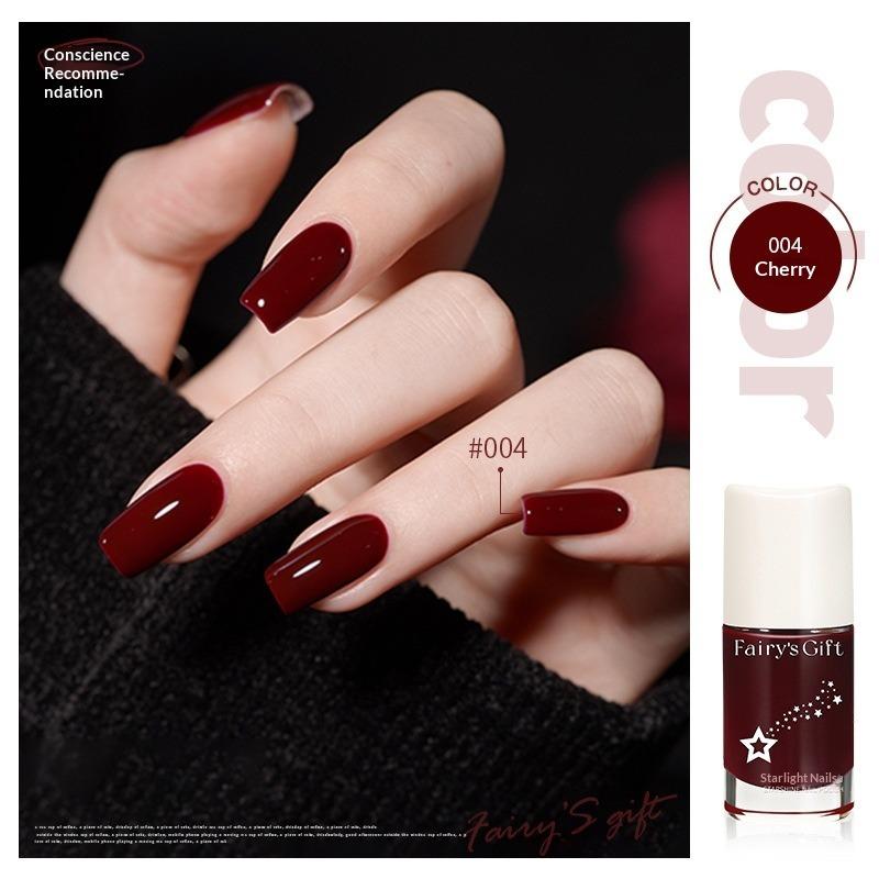 No-bake, Non-peelable, Long-lasting, Quick-drying, Waterproof, Colorfast, Oil-proof, and Waterproof Nail Polish.