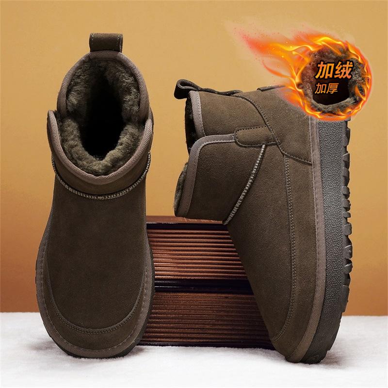 Snow boots winter velvet thickened fur integrated warm cotton shoes non-slip platform bread shoes lazy shoes