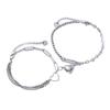 2PCS Simple Fashion Stainless Steel Bracelet Set for Couple Unisex Women Men Lover Heart Silver Color Chain Bracelets Jewelry