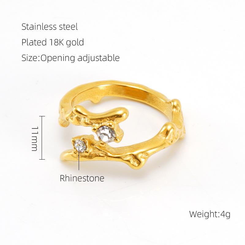Bague ouverte 2026 Pierre Lumineuse Bague Zirconium Rétro 18K pour Femme