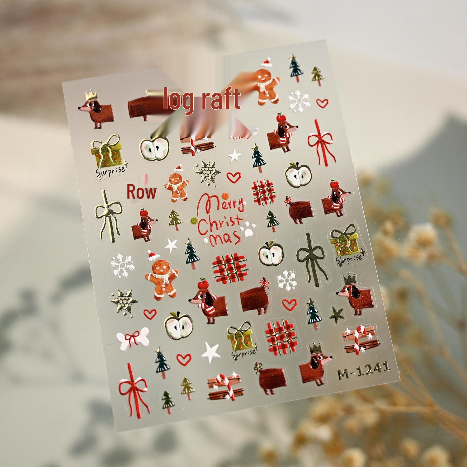 

Рождественские наклейки для ногтей из золотой фольги: Такса, Пряничный человечек и Яблочный бантик - M1241