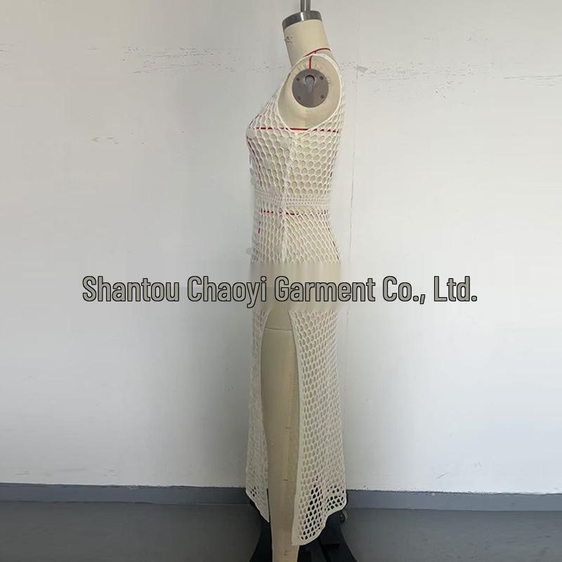 Women's Sequin Long Vacation Dress: Sexy Hollow-Out, Sun Protection Beach Cover-Up