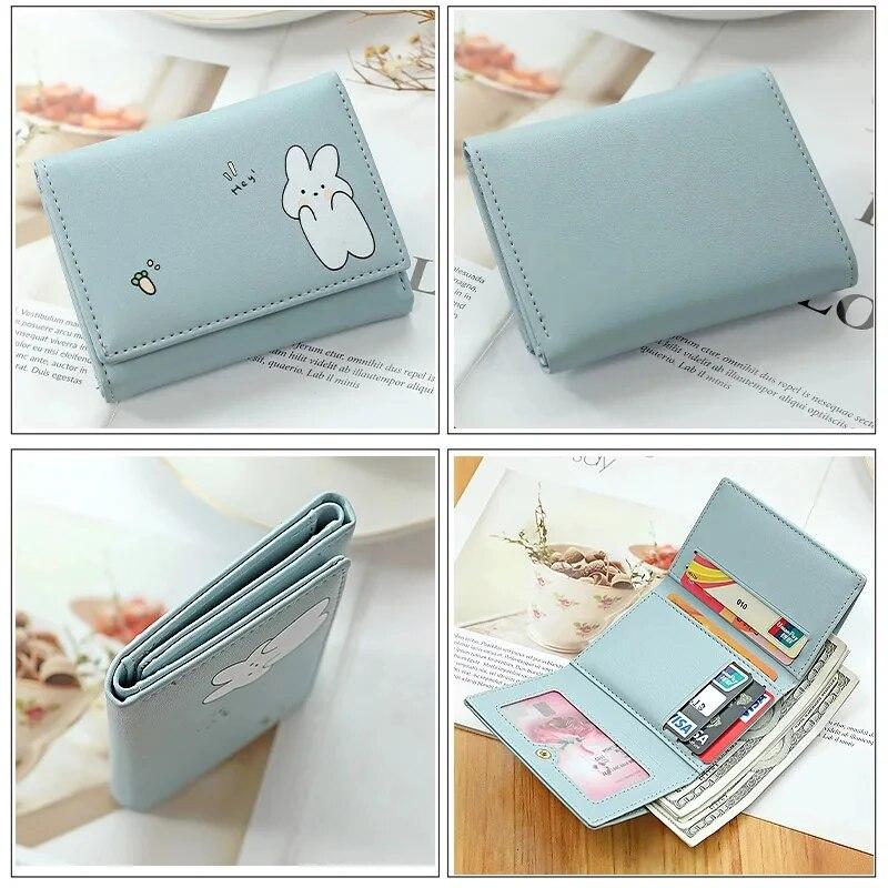 Women Short Cute Small Wallet with Hasp ID Bank Card Holder for Student Girl Bag Coin Purse Ladies Wallets Cartoon Bag Pink