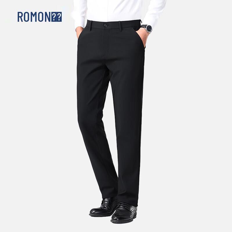 ROMON Men's High-Stretch Wrinkle-Resistant Straight-Leg Business Pants