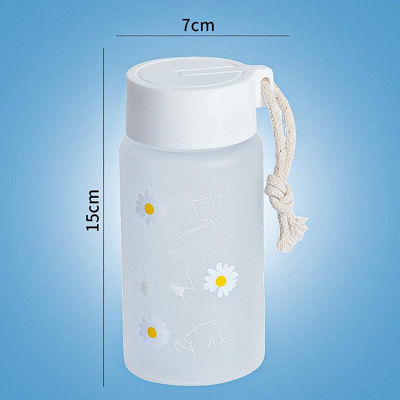 500 ml malý sedmikráskový matný plastový kelímek Creative venkovní hrnek na vodu přenosný průhledný cestovní hrnek na čaj Roztomilá láhev na vodu bez BPA