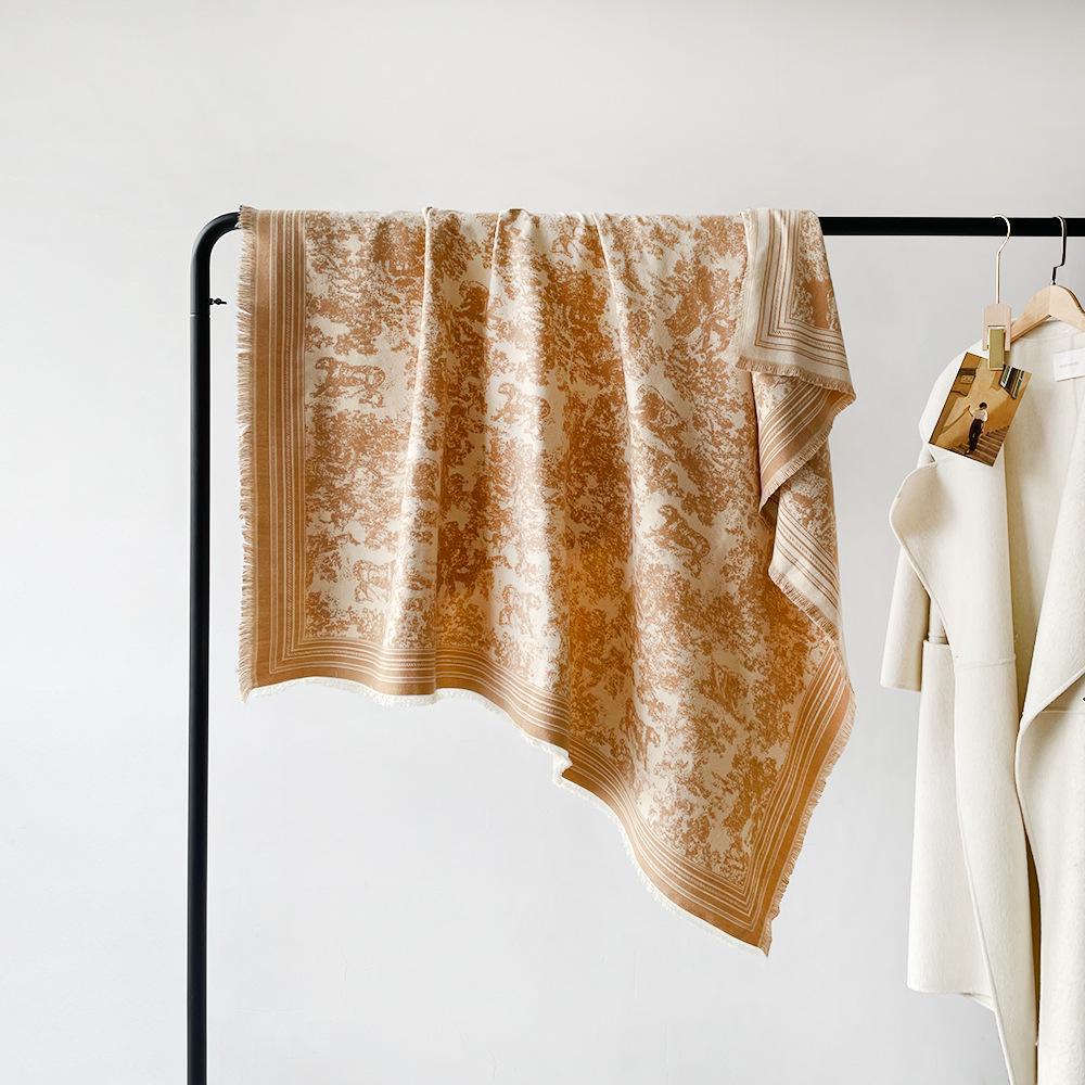 Luxury Imitation Cashmere Shawl: 140cm Square, Warm & Thick with Short Tassels