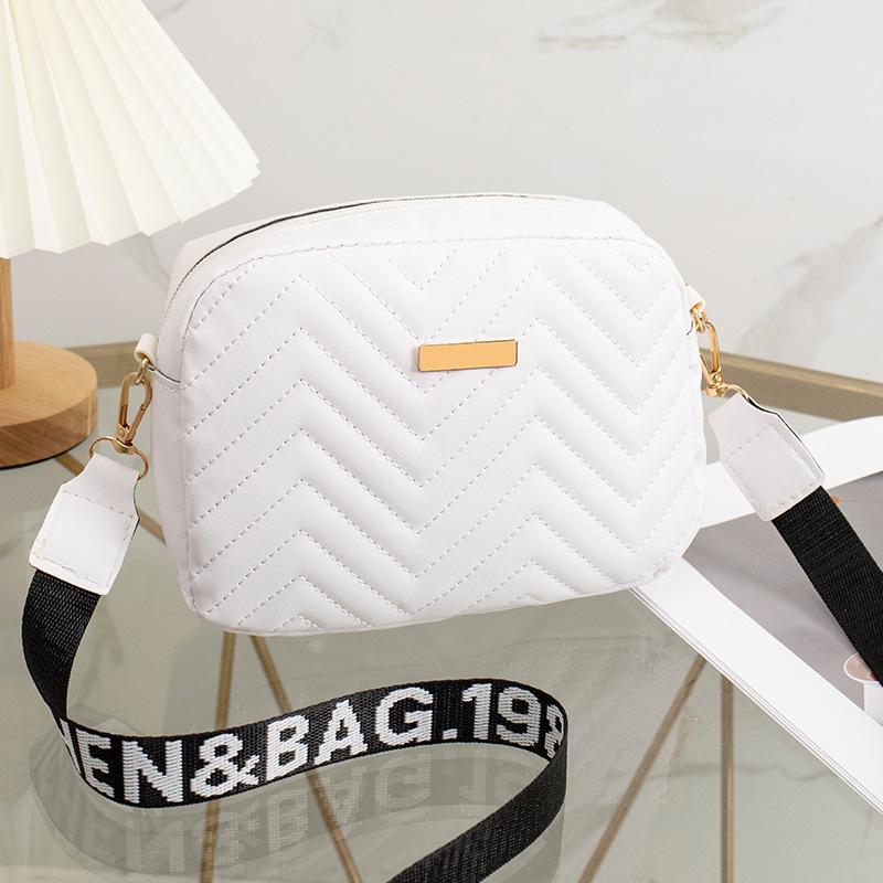 Korean Wave Pattern Embroidered Crossbody Bag with Shoulder Strap