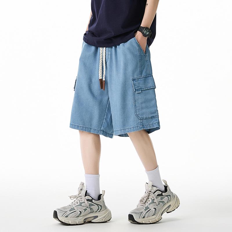 Men s Plus Size Tencel Denim Shorts - Summer Loose Fit Capris XL