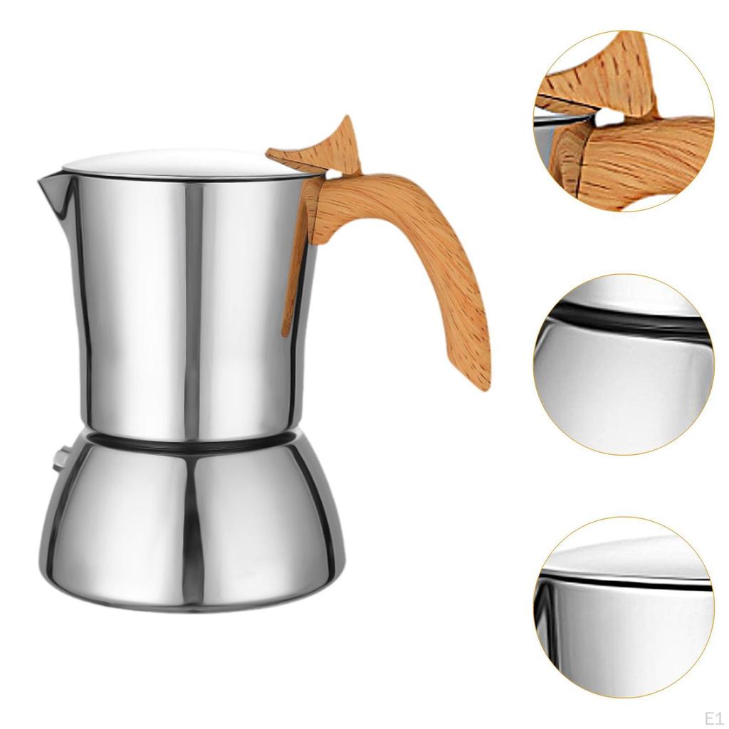 Stovetop Espresso Maker Coffee Camping Pot Stainless Steel 200ml Elegant Induction Cooktops