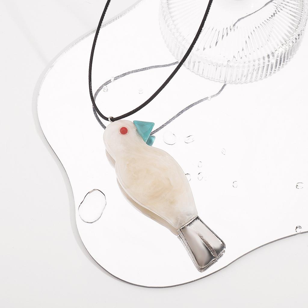 Tooxika Cute Resin Bird Pendant Long Necklace Personalised Literary Necklace