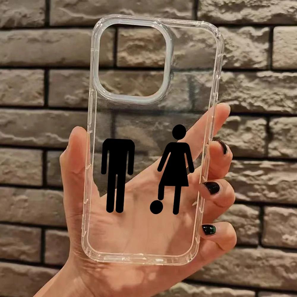 

Black Humorous Stick Figure Pattern Clear Phone Case For iPhone 17AIR 16 15 14 13 12 11 PRO MAX XR XSMAX MINI 7 8 PLUS Y2K Cover iPhone 12 mini