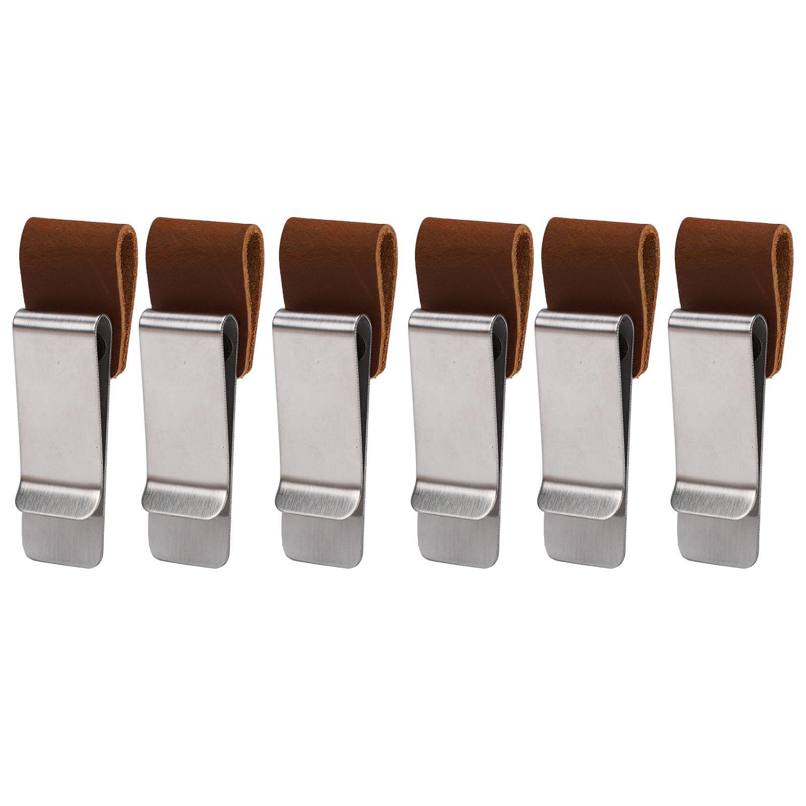 

6Pcs PU Leather Retro Notebook Pen Holder with Clamp Desk Supplies Notebook Accessories