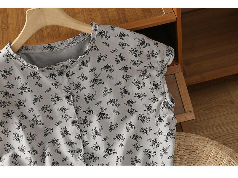 2025 Women's Cotton Linen Sleeveless Ruffled Top - Retro Summer Style