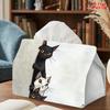 2D Flat 1pc, Tissue Box. Three Cats Peeking Out Pattern Napkin Dispenser Box, Reusable, Daily Desktop Tissue Storage Box, Suitable for Kitchen, Living