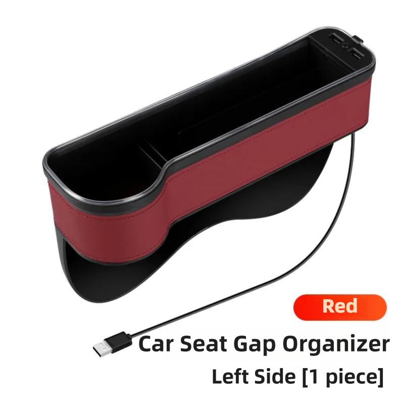 Riempitivo Fessura Sedile Auto Portabicchieri LED Cambia Colore 7 Colori Scatola Organizer Portaoggetti Fessura Auto Con Caricatore 2Usb Accessori Auto