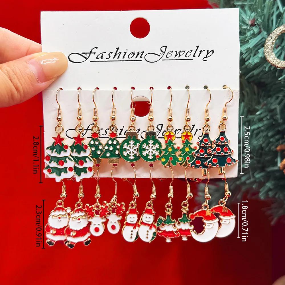 Xiaomi 40PCS Women's Christmas Earring Set, Drip Oil Christmas Tree Santa Claus Snowman Pendant Earrings, Christmas Gifts Choice