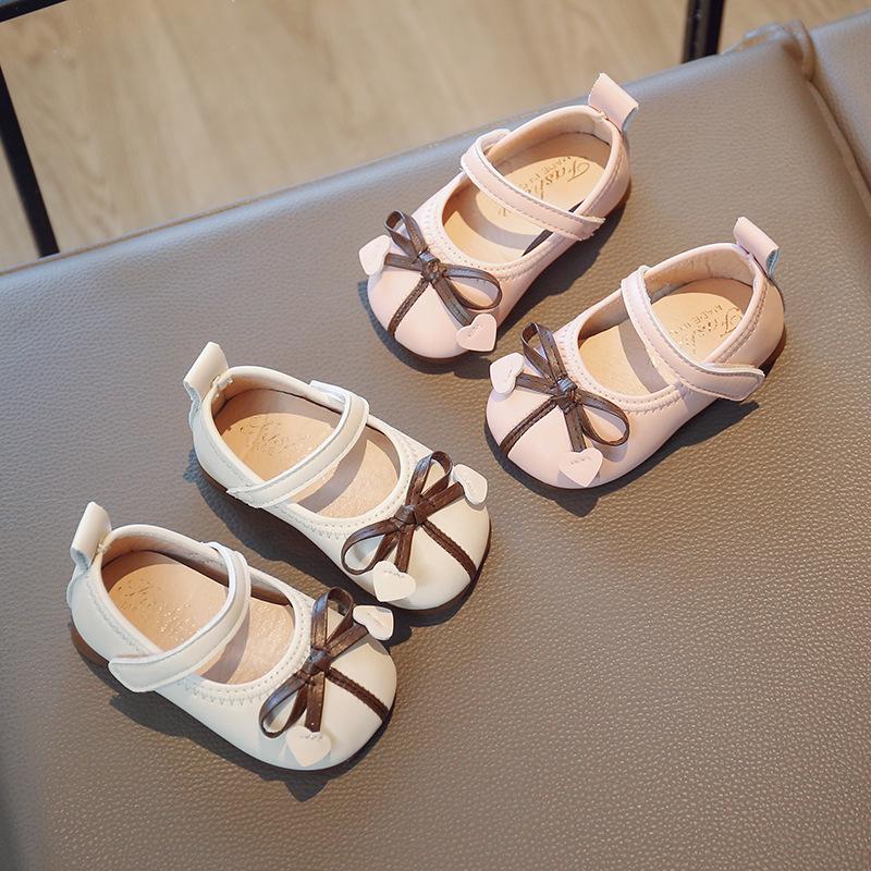 Girls' Bow Soft Sole Princess Toddler Shoes - Spring & Autumn Style, Fashionable Small Leather Baby Shoes