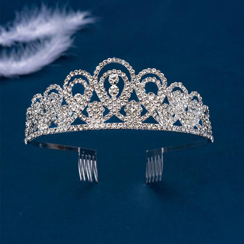 

Popular Elegance Full Rhinestone Bridal Crown Banquet Dinner Versatile Crown Headgear