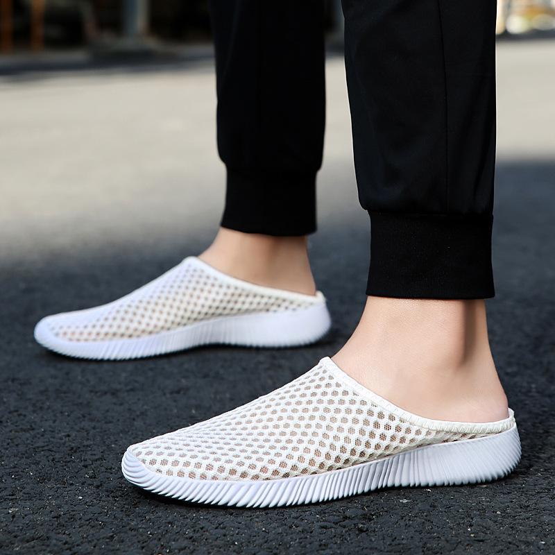 Prodyšné svrchní oblečení velkých velikostí sportovní ležérní fly-woven boty dámské pantofle bez paty na jeden pedál pro líné lidi