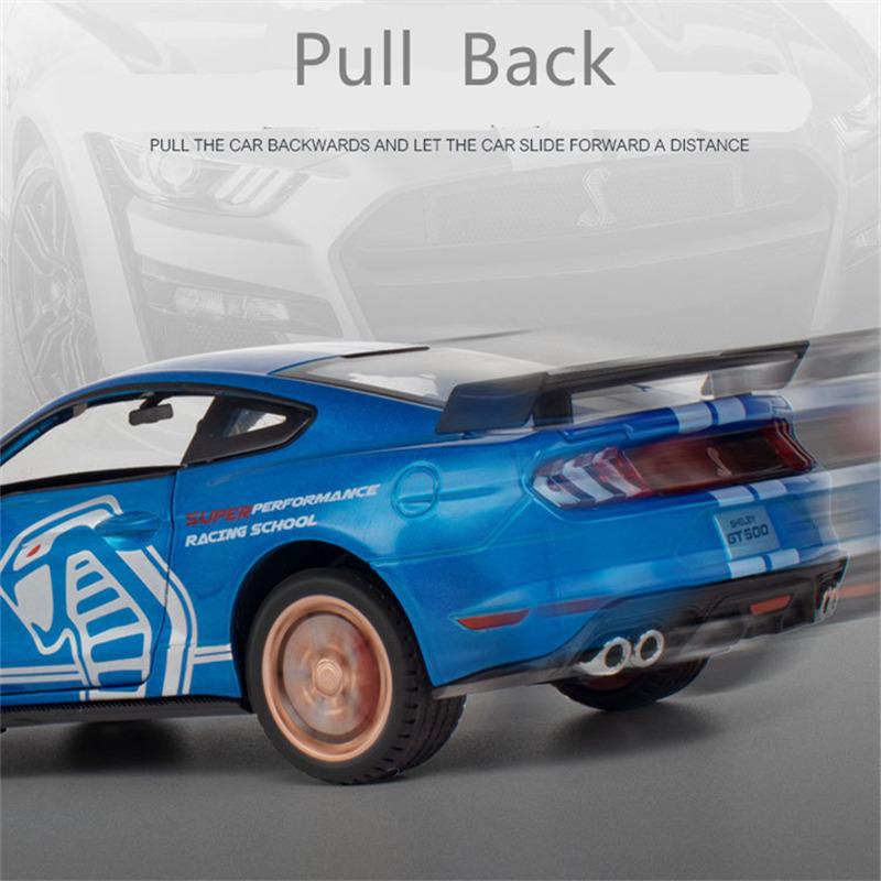 1/24 Ford Mustang Shelby GT500 Viper Alloy Sports Car Model Diecast Metal Toy Racing Car Vehicle Model Sound and Light Kids Gift