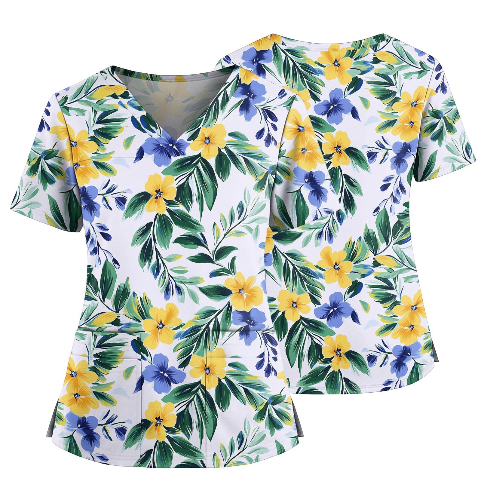 

Женский повседневный топ с принтом, V-образным вырезом, карманом, боковым разрезом и короткими рукавами XXXXXL