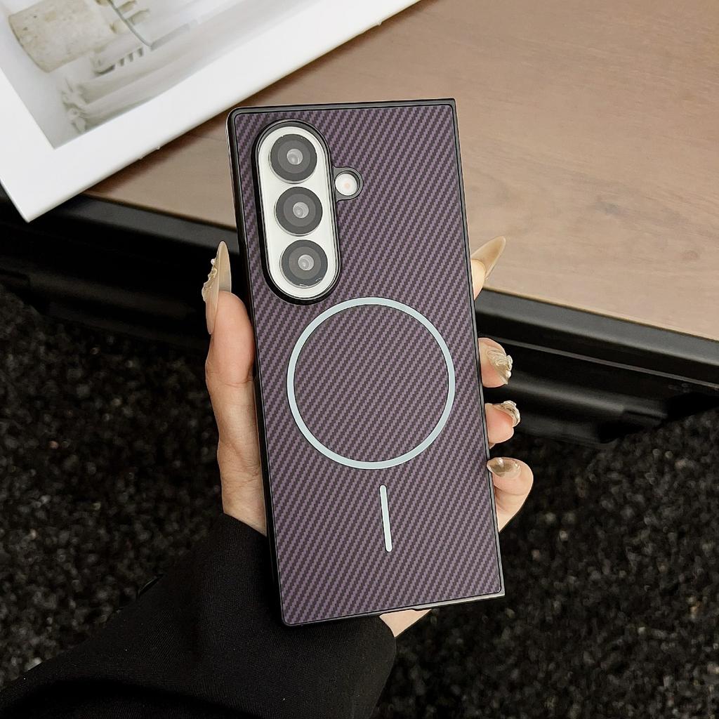 For Samsung Galaxy Z Fold7 5G Magnetic Case Carbon Fiber Texture Folding Phone Cover