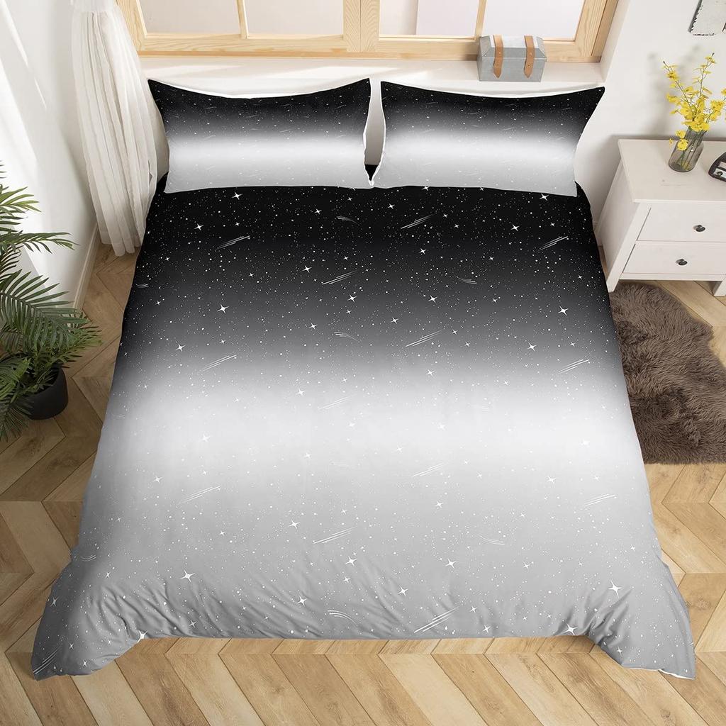 Rött Grått Vitt Randigt King Påslakan Gradient Geometriskt Sängklädesset Modernt Randigt Konst Täcköver Polyester Quiltöverdrag