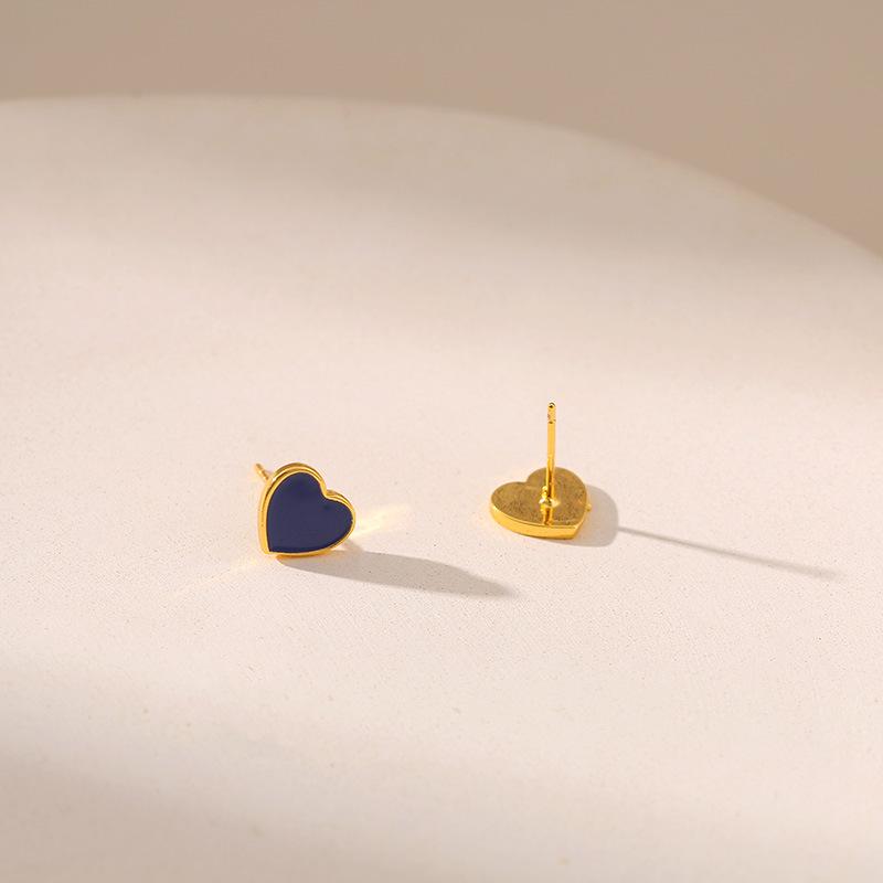Sweet Dainty 18k Gold Plated Heart Oil Drop Stud Earrings For Women