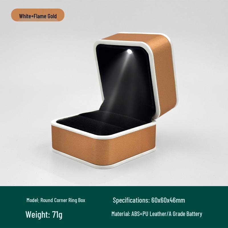 Creative LED Light Jewelry Ring Box with Illuminated Display