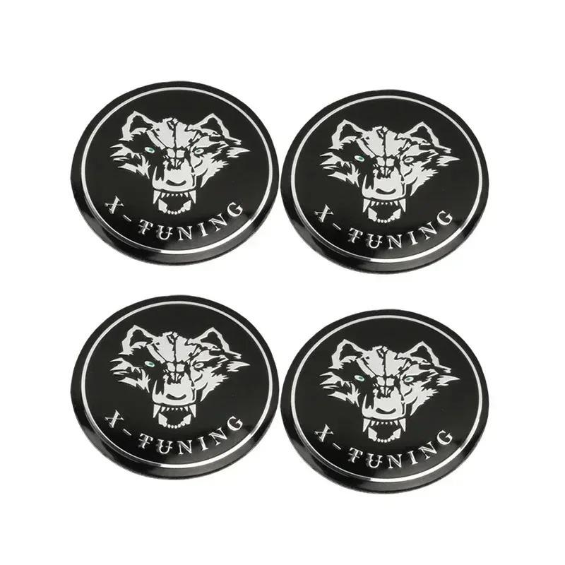 4pcs 56mm 60mm Universal Car Wheel Center Cover Hub Cap Wolf Sticker Replacement