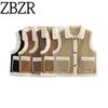 Zbzr Autumn New Women Clothes Western Style Lamb Wool Suede Stand Collar Locomotive Sleeveless Fur Vest Vest