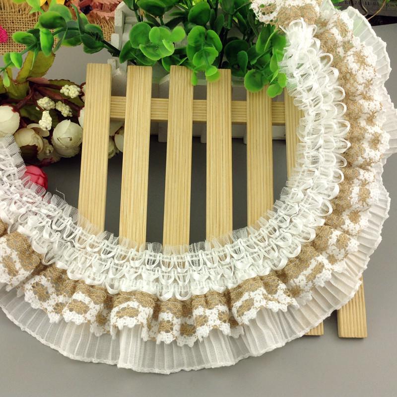 College Style Color Elastic Pleated Chiffon Lace DIY Ladies Children Clothes Ruffled Cuffs Fluffy Skirt Sewing Decorative Fabric