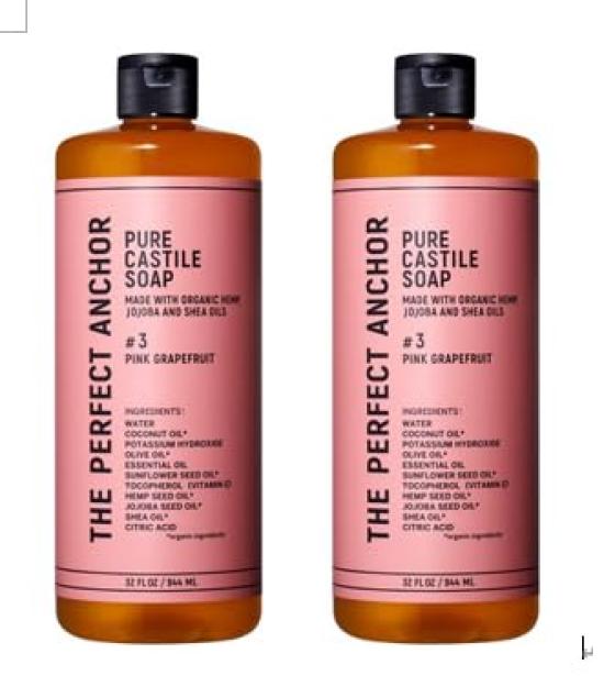 The Perfect Anchor Pure Castile Soap Pink Grapefruit 944ml x 2 bottles