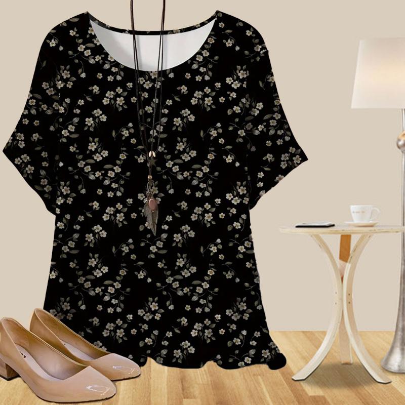 Damen Trend Lässig Locker Frühling Hemd Damen Kurzarm Floral Retro Muster Bedruckte Oberteile